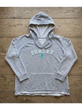 Blue 84 Dorset Women’s XL Gray Hoodie – Turquoise Applique – Vintage Fleece
